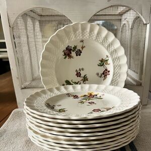 11 SPODE COPELAND~BASKET WEAVE~WICKER LANE~7 3/4 SALAD PLATES